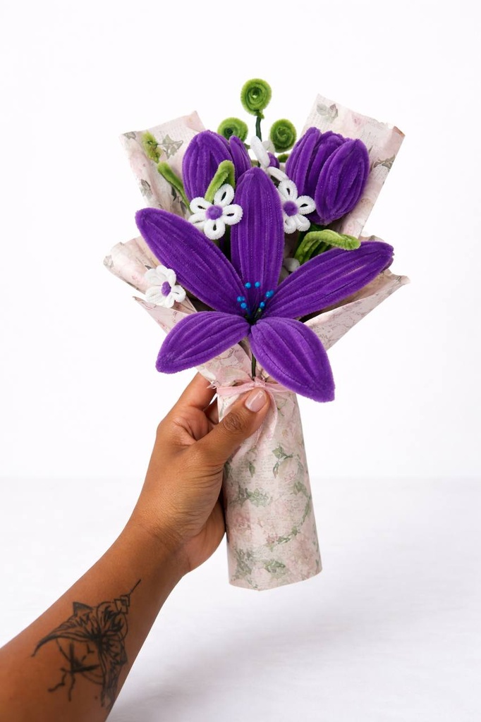 Handcrafted Purple Pipe Cleaner Bouquet